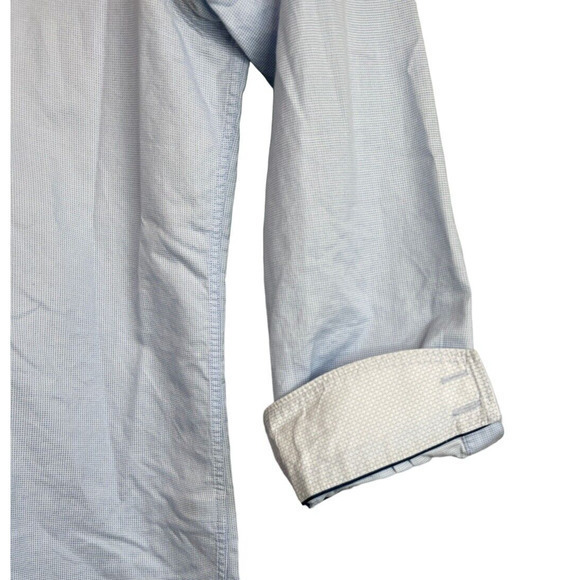 Ted Baker Endurance Shirt 16 32/33 Mens Blue No Tuck Flip Cuff Button Up - Picture 3 of 7